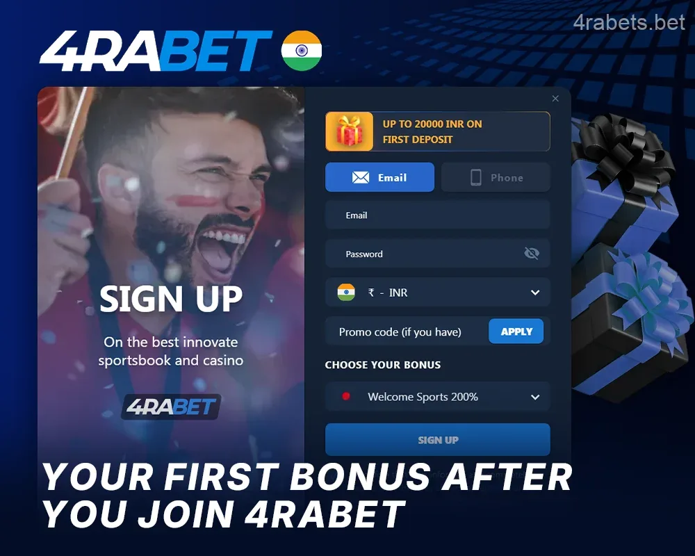Information about the welcome bonus for new 4rabet players from India
